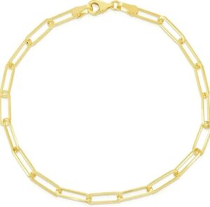 Sterling Silver gold plated paperclip ankle bracelet with claw catch closure 9.5"