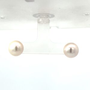 10kt yellow gold 10mm pearl stud earring with friction backs