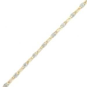 10kt yellow gold diamond cluster tennis bracelet tw 0.50cts SI clarity, near colorless I color with hidden box catch and foldover safety