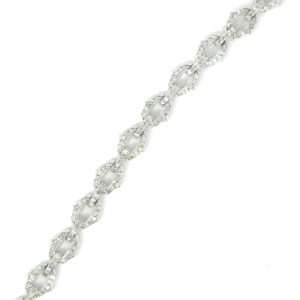10kt white gold diamond oval link tennis bracelet D tw 2.00cts I clarity, J color with box catch and foldover safety