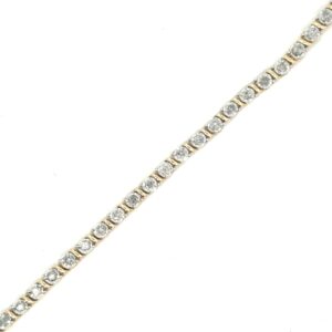 10kt two tone diamond illusion tennis bracelet D tw 2.00cts SI2/I1 clarity, near colorless J color with foldover safety