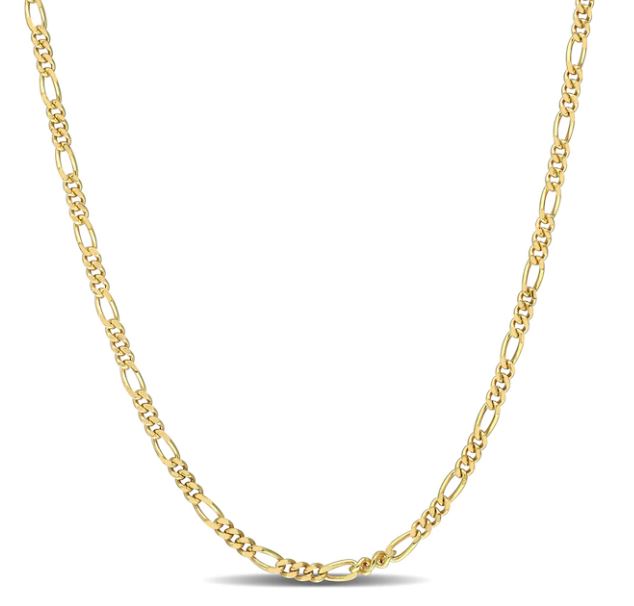 mmktyg .jpg 10kt yellow gold 2mm figaro chain with claw catch 22"