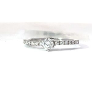 14kt w/g diam eng ring tw 0.42 cts 14 rd dia 0.19 pts, Center tw 0.23 cts VS clarity G/H color