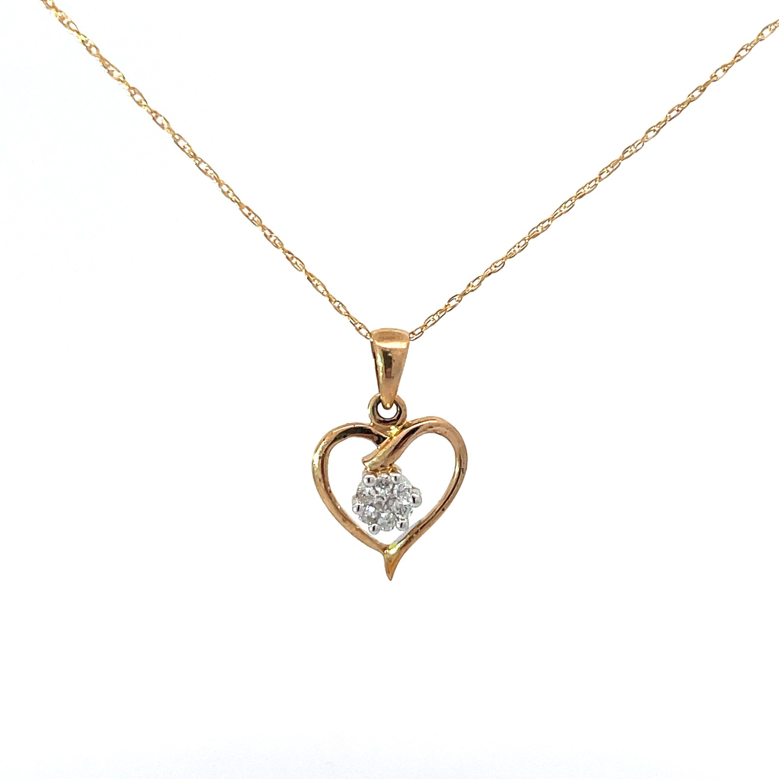 .jpg 10kt yellow gold diamond cluster center open heart pendant D tw 0.12cts I,I
