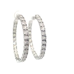 14kt white gold diamond inside out illusion hoop earring with locking back D tw 2.67ct SI1/SI2, G/H