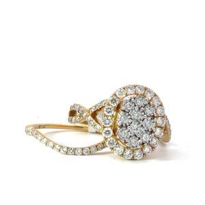 14kt yellow gold diamond oval halo illusion cluster bridal set tw 1.01cts