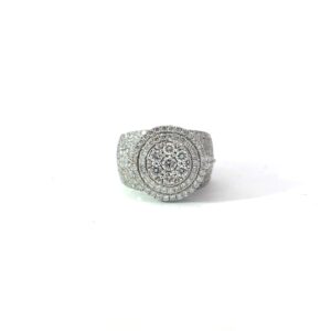 14kt white gold diamond double halo cluster ring D tw 2.60cts SI, G/H
