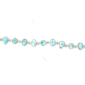 Sterling Silver genuine larimar bracelet with claw catch closure 7" + 2"