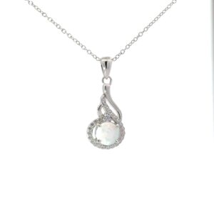 Sterling Silver 1.1mm cable chain with claw catch closure rhod plated 18"