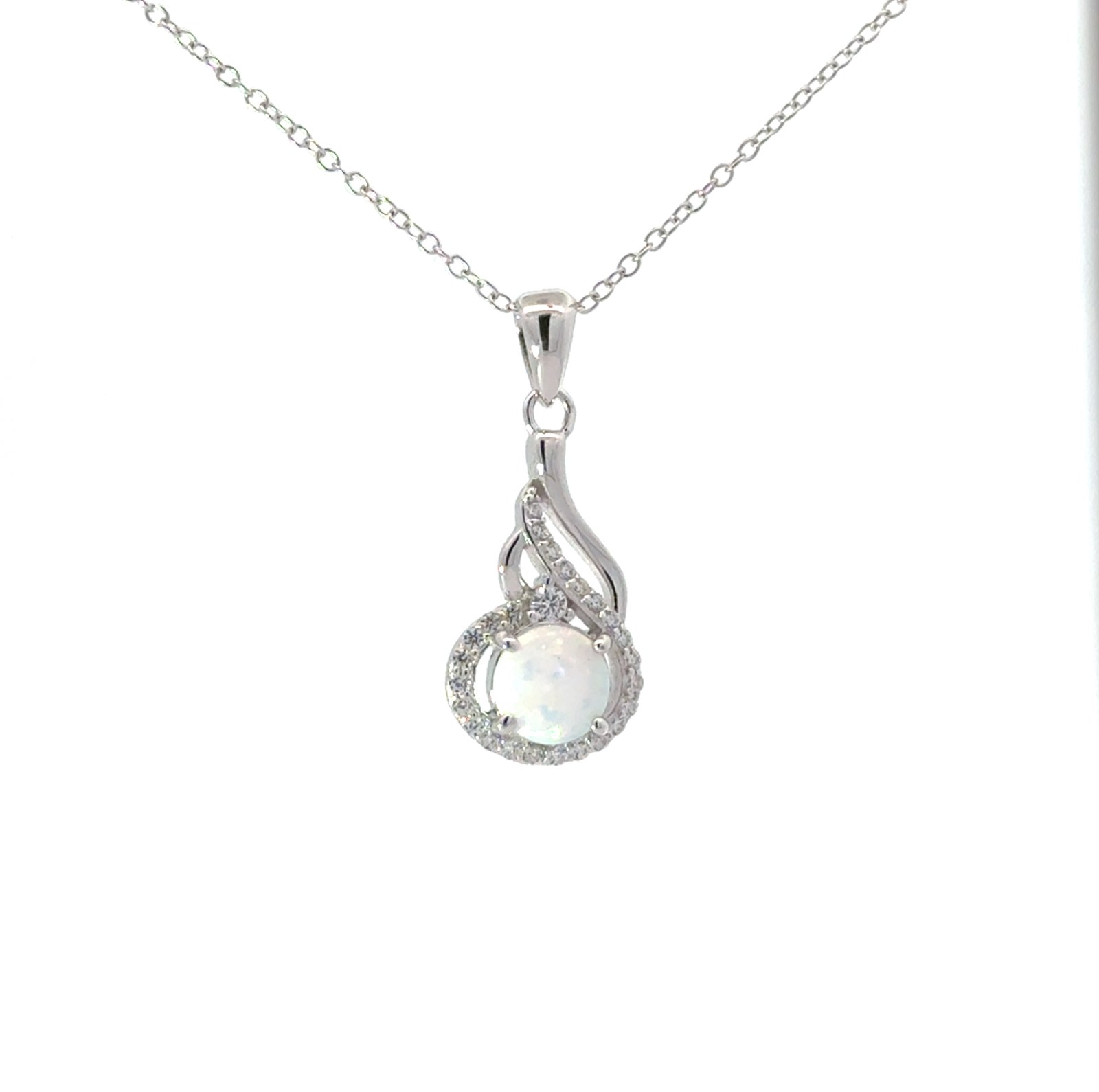 Sterling Silver 1.1mm cable chain with claw catch closure rhod plated 18"