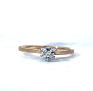 14 KT 2 TONE LADIES ENGAGEMENT RING .03 PTS, SI/ H