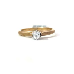 14 KT 2 TONE LADIES DIAMOND ENGAGEMENT RING .10 PTS SI/H