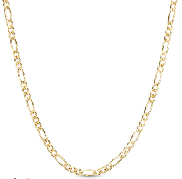 mmktyg .jpg 10kt yellow gold 3mm figaro anklet bracelet 9" with claw catch