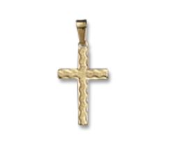 14kt yellow gold florentine scallopped edge cross charm