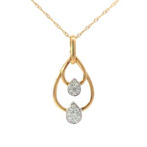 14kt yellow gold moveable pearl shape pave diamond pendant D tw 1/5cts VS2, G