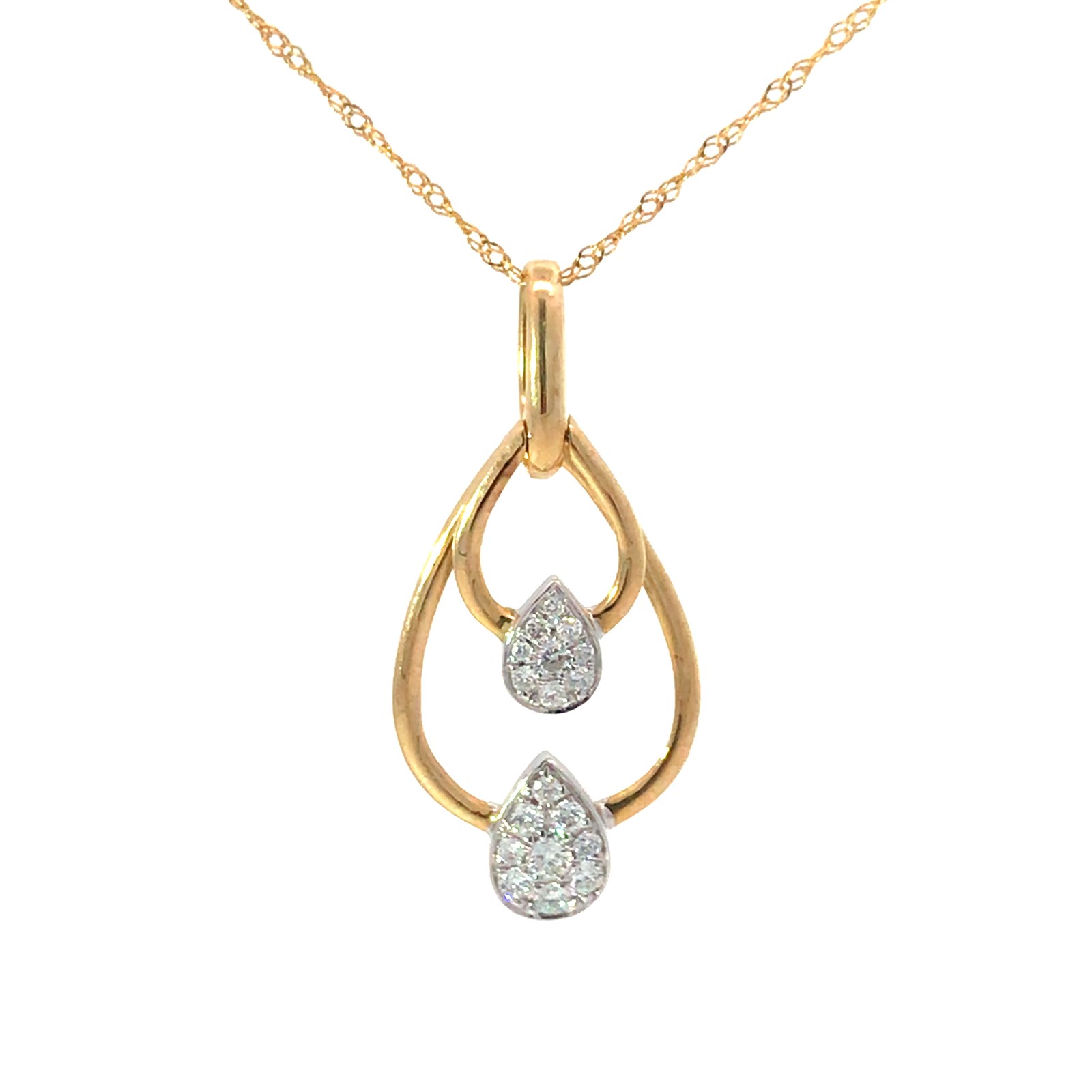 .jpg 14kt yellow gold moveable pearl shape pave diamond pendant D tw 1/5cts VS2, G