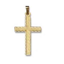 14kt Gold Florentine Scalloped Cross Pendant