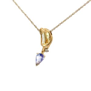 14KT Y/G TANZANITE AND DIAMOND SLIDE ON MACHINE MADE ROPE 18"