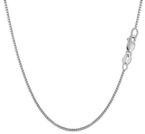 14kt white gold 1.0mm box chain with claw catch 22"