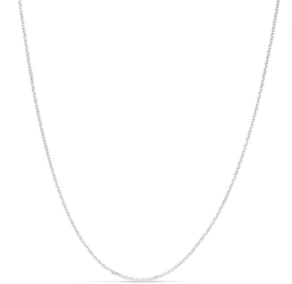.jpg 14kt white gold diamond cut 1.48mm cable chain with claw catch closure 18"