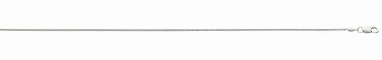 14kt white gold rhodium plated 1.2mm diamond cut round wheat chain with claw catch closure 22"