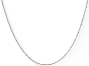 14kt white gold 1.66mm diamond cut cable chain with claw catch rhod plated 20"