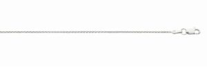 14kt white gold diamond cut 1.0mm round wheat chain with claw catch 18"