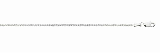 14kt white gold diamond cut 1.0mm round wheat chain with claw catch 18"