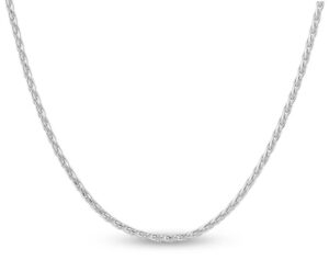 14kt white gold diamond cut round wheat 1.91mm with claw catch rhod plated 22"