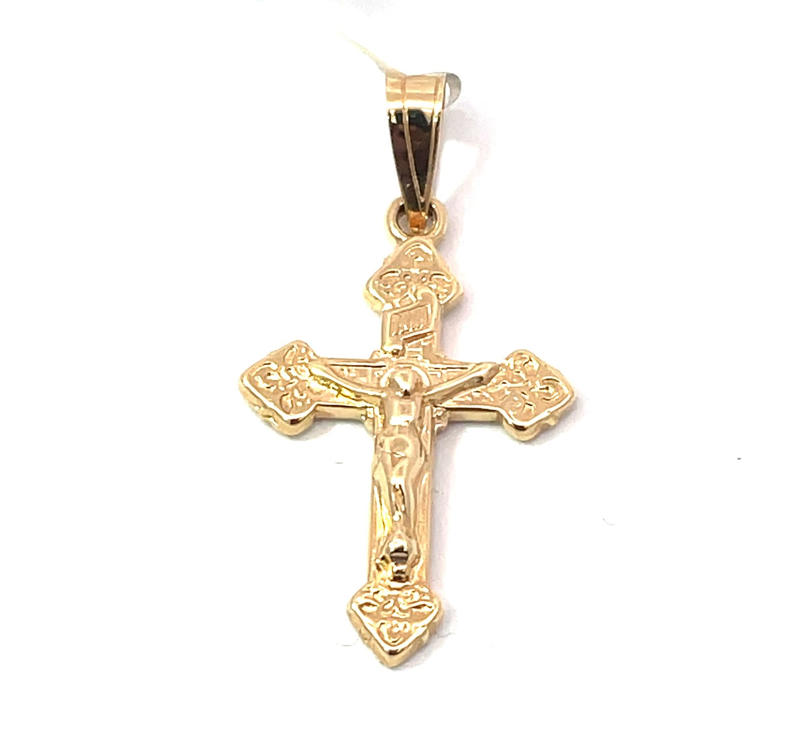 14kt yellow gold shiny fancy crucifix