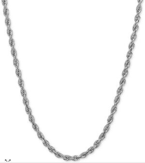 10kt white gold 2.1mm solid diamond cut rope chain with claw catch closure 18"