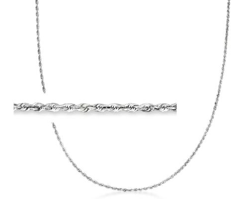 14kt white gold 1.5mm solid diamond cut rope chain with claw catch 20"
