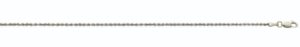 14kt white gold solid diamond cut 1.90mm rope chain with claw catch 22"