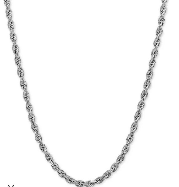 .jpg 14kt white gold solid diamond cut 2.1mm rope chain with claw catch closure 18"