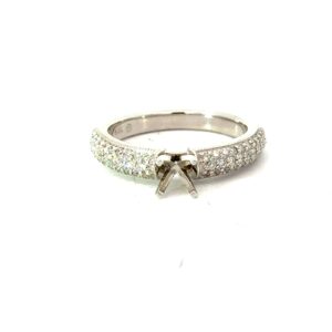 14kt white gold diamond pave semi mount engagement ring D tw 0.35cts SI clarity, near colorless I color