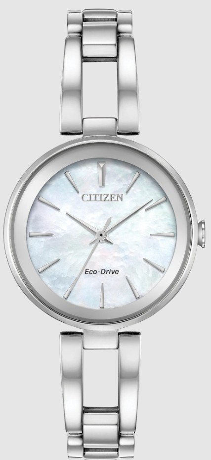 .jpg Ladies EcoDrive Stainless Steel mother of pearl Dial 28mm Bracelet watch