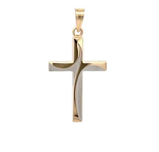 RH .jpg 14kt two tone shiny and brushed cross