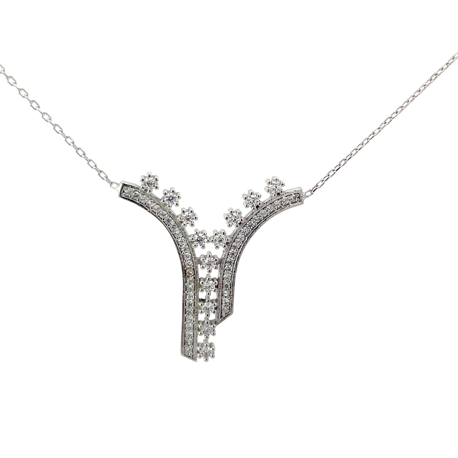 .jpg Sterling Silver cubic zirconia bypass neckace on adjustable chain