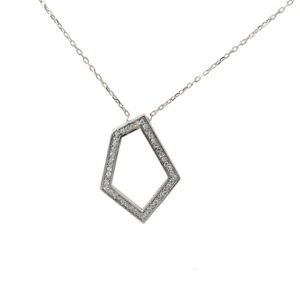 Sterling Silver cubic zirconia cut out open fashion necklace on adjustable chain