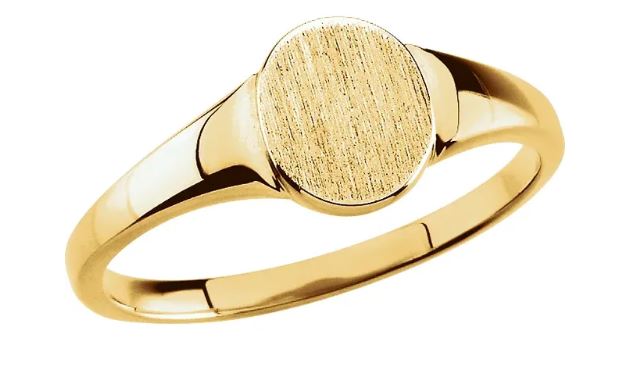 .jpg 10kt yellow gold oval 7.2 by 6mm brushed signet ring