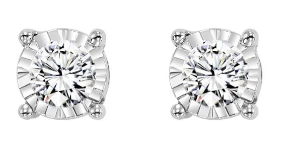 .jpg 10kt two tone diamond illusion round stud earring tw 0.20cts I1, near colorless I color with friction back