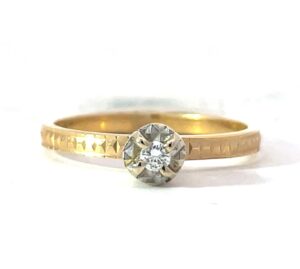 14 KT 2 TONE LADIES DIAMOND ENGAGEMENT RING .05 PTS, SI/ H