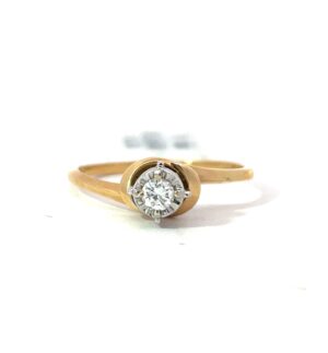 14 KT TWO TONE RING 1 DIAMOND TW 0.05 PT SI CLARITY, H COLOR
