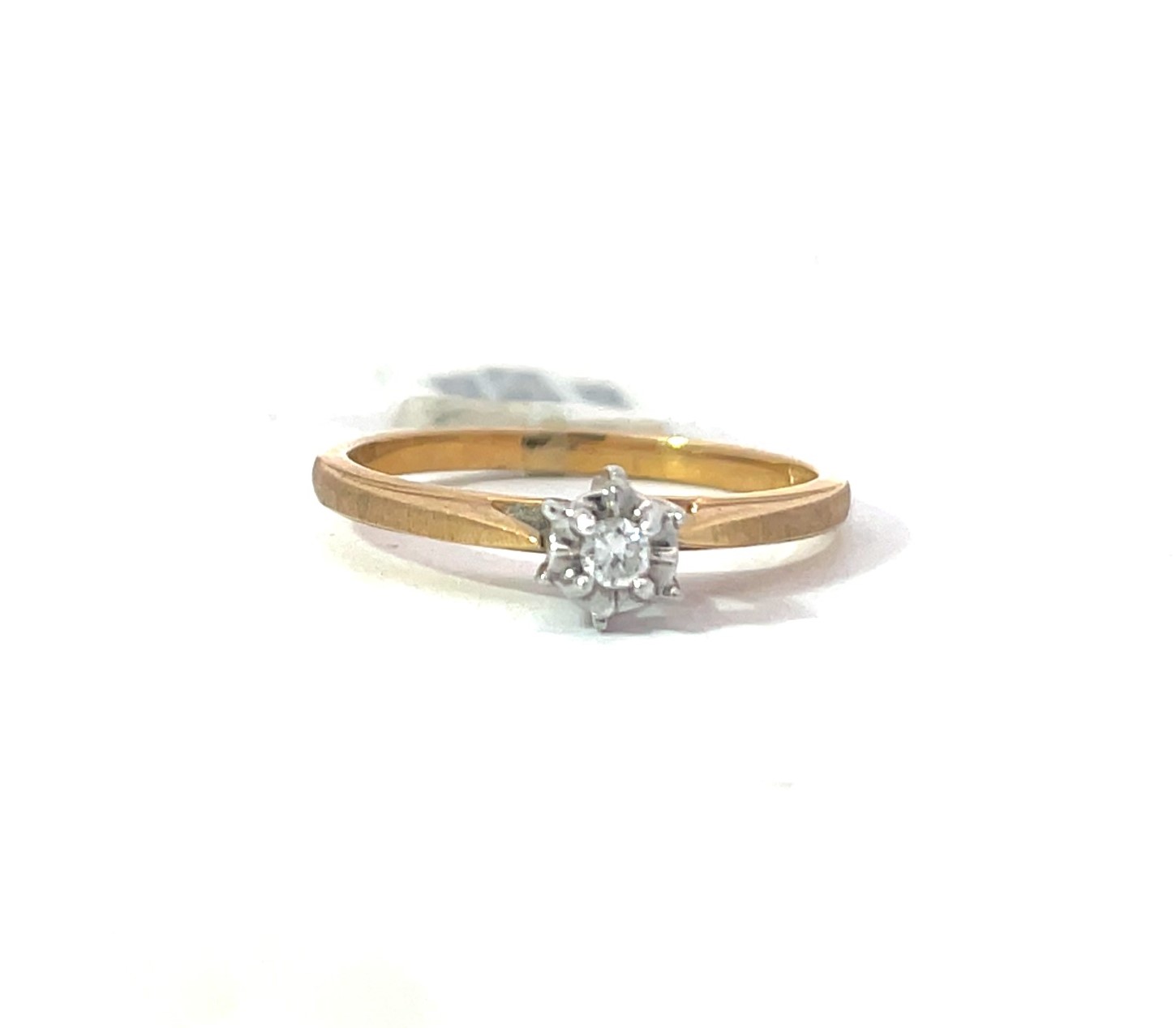 14 KT 2 TONE LADIES DIAMOND ENGAGEMENT RING .05PTS SI/H