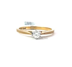 14 KT 2 TONE LADIES DIAMOND ENGAGEMENT RING .16 PTS SI/H