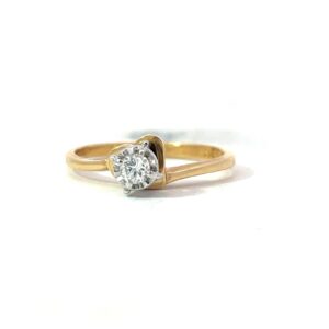14 KT 2 TONE LADIES DIAMOND ENGAGEMENT RING .10PTS