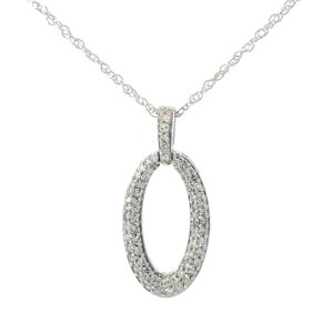 10kt white gold oval fashion diamond pendant D tw 0.50cts SI2 clarity, near colorless I color on 18" chain