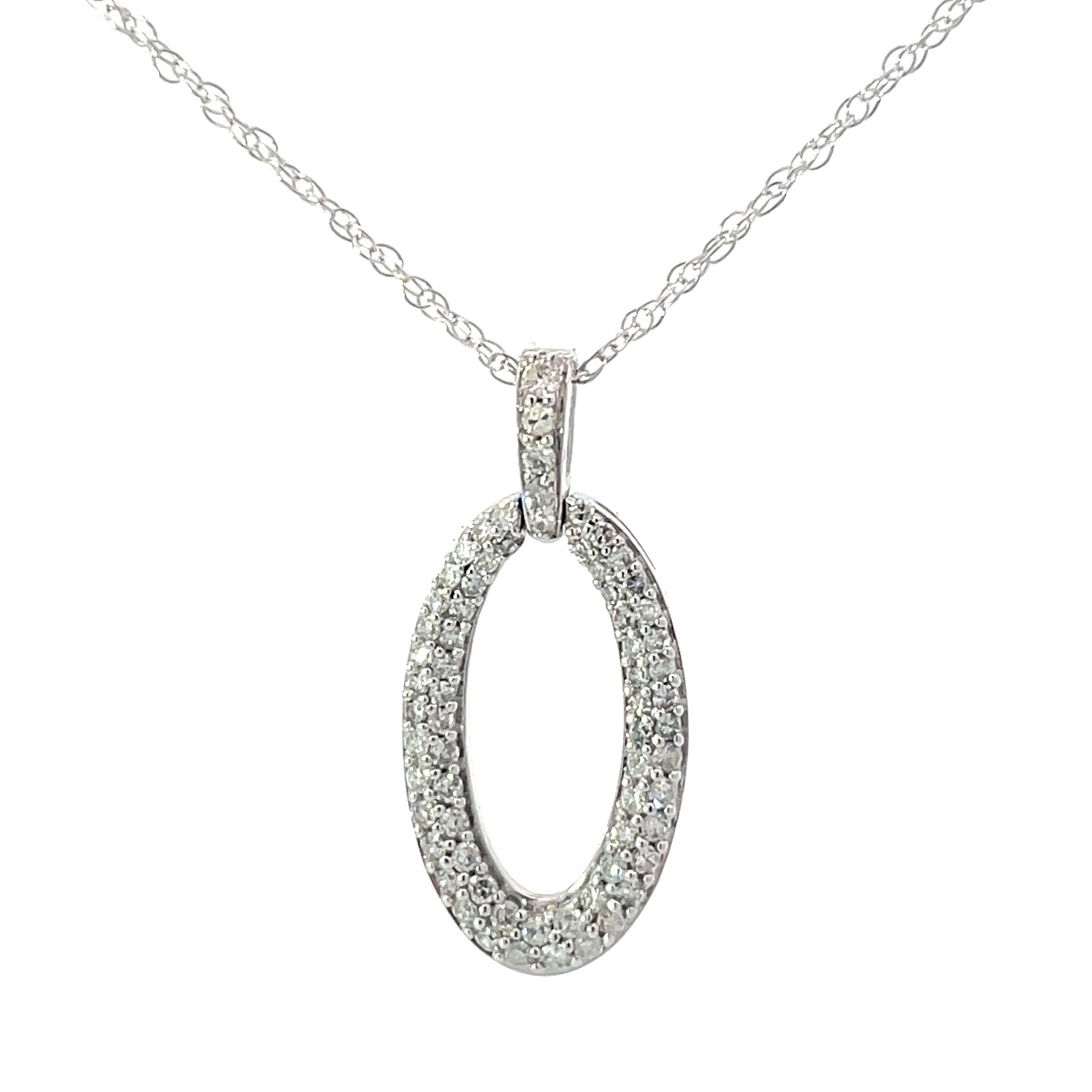 .jpg 10kt white gold oval fashion diamond pendant D tw 0.50cts SI2 clarity, near colorless I color on 18" chain