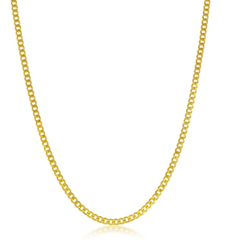 .jpg Sterling Silver gold plated 2mm curb chain with claw catch closure 18"
