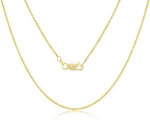 Sterling Silver gold plated 1.00mm box chain with claw catch closure 20"